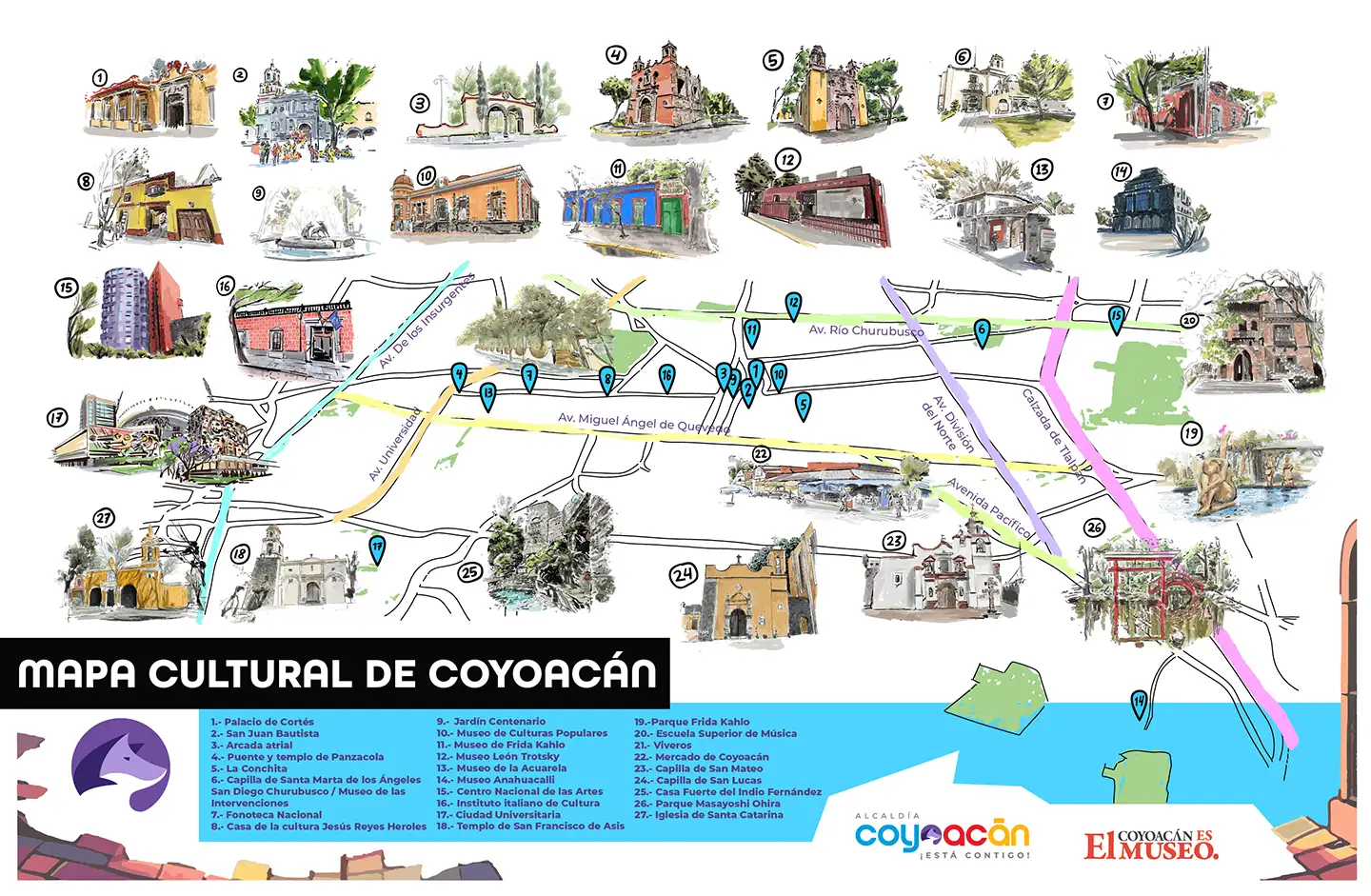 Mapa turístico de Coyoacán