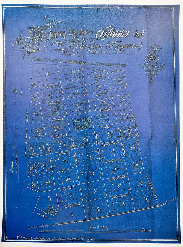 Colonia de la Concepción en Coyoacán, solicita autorización para establecer una colonia en el rancho de los Camilos. 1902. Hugo Doner / E. Ordoñez. Archivo del Antiguo Ayuntamiento, Ramo Colonias, libro 592.