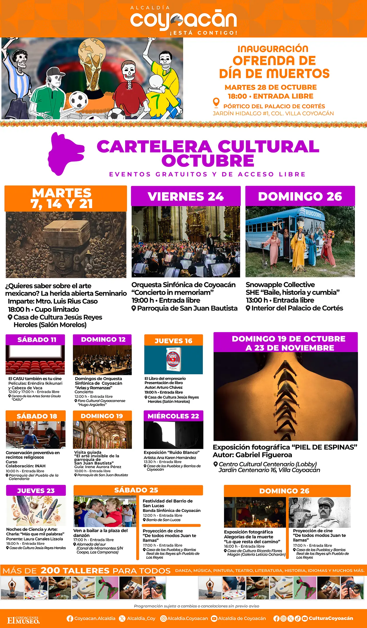 Cartelera de Octubre en Coyoacán