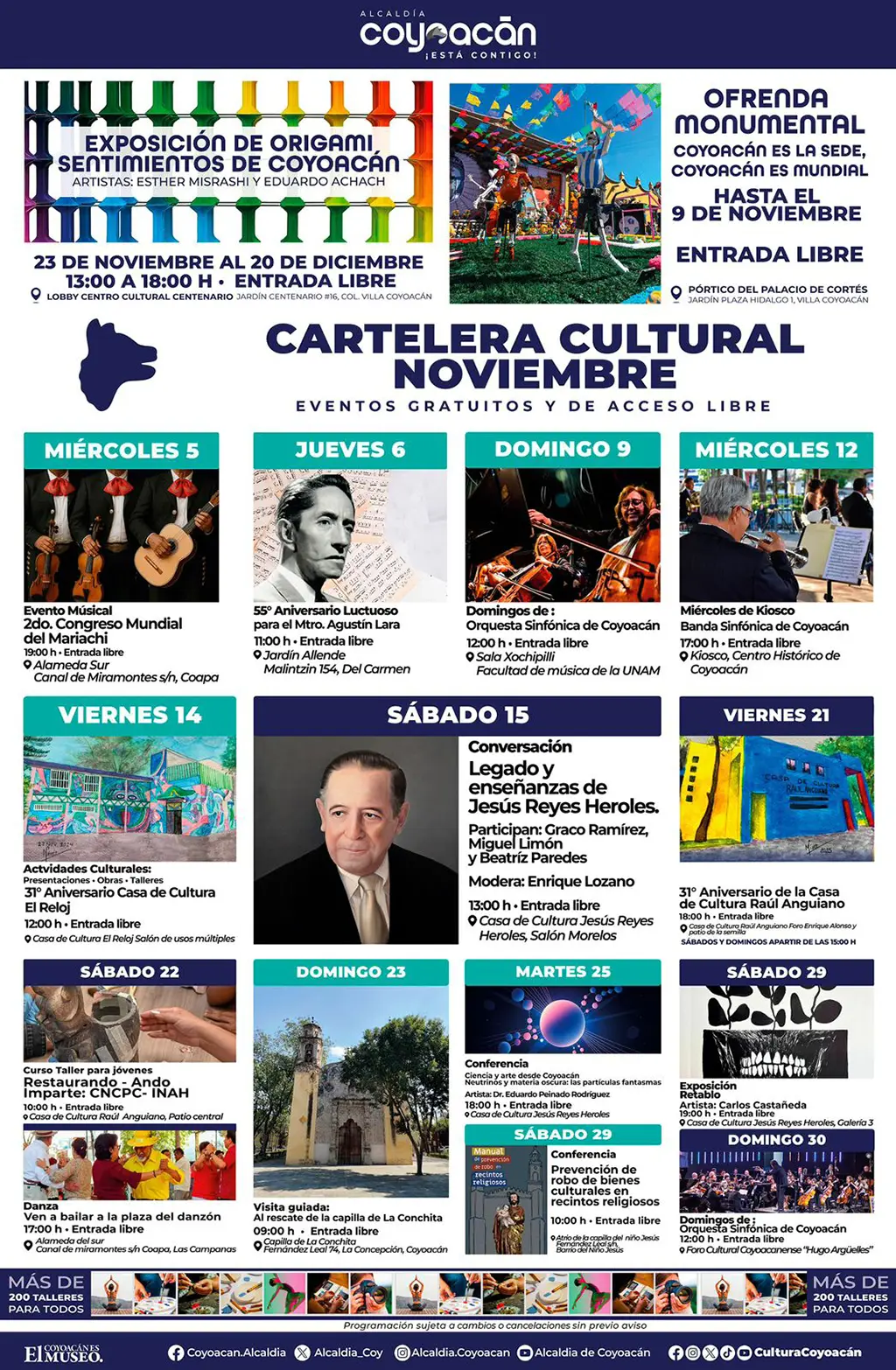 Cartelera de Noviembre en Coyoacán